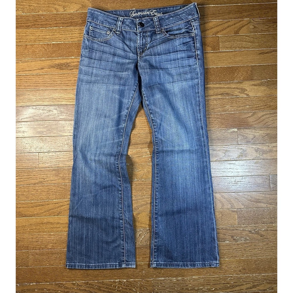 American Eagle Favorite Boyfriend Jeans Women 6 Short Low Rise Whiskered Y2K